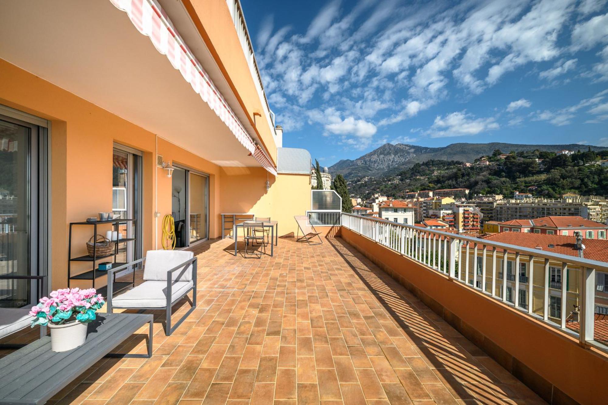 'L'Alicante Proche' Gare, Terrasse, Vue Mer Menton Extérieur photo